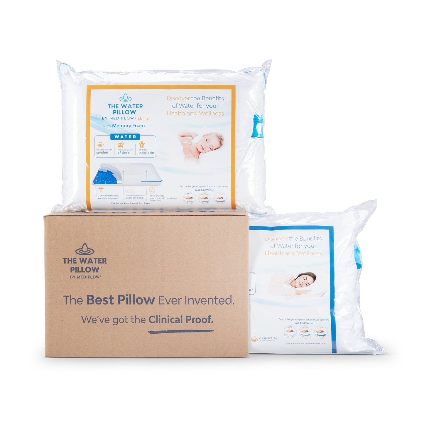 The Water Pillow by Mediflow - Discovery Pack (Elite Fiber & Elite Foam)