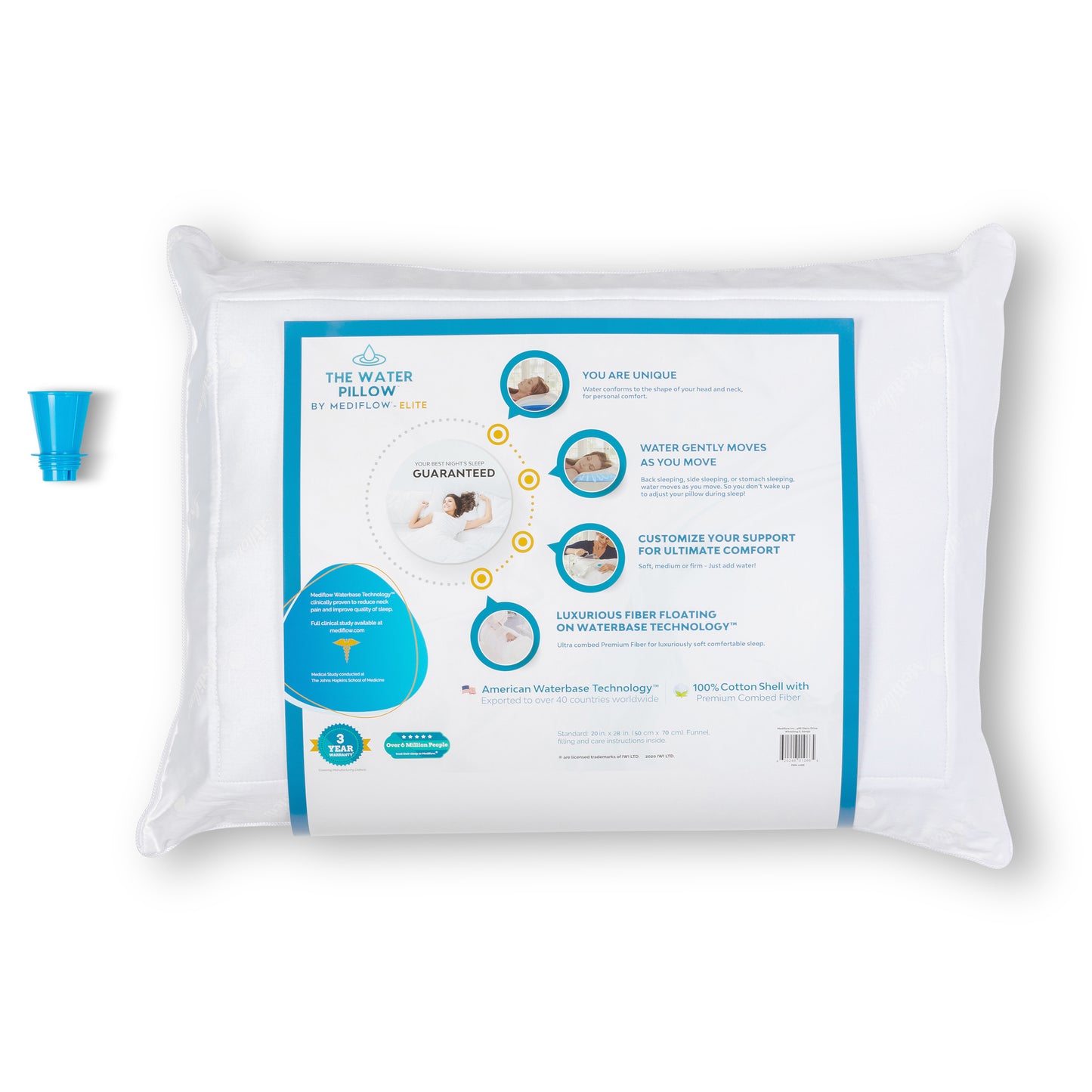 The Water Pillow by Mediflow - Elite Premium Fiber (sold as x6)