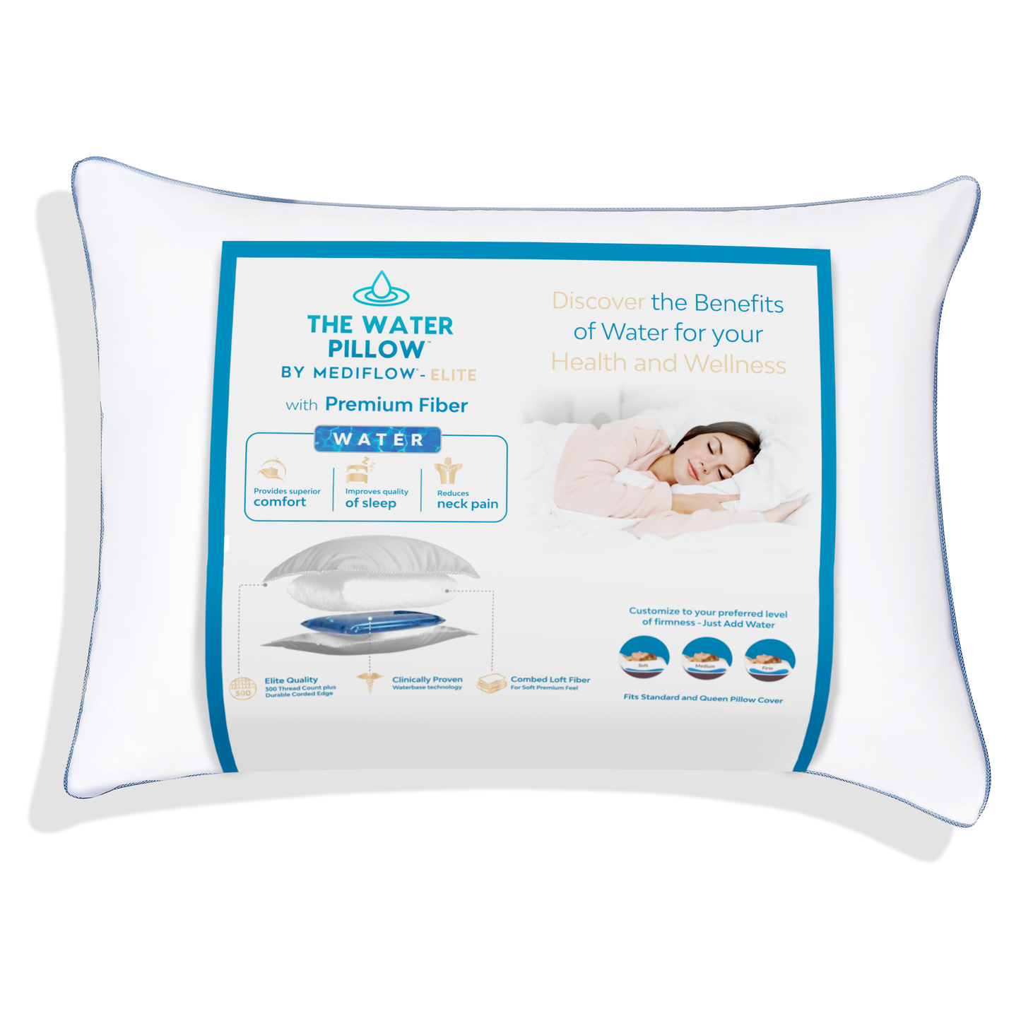 The Water Pillow by Mediflow -  Elite Premium Fiber