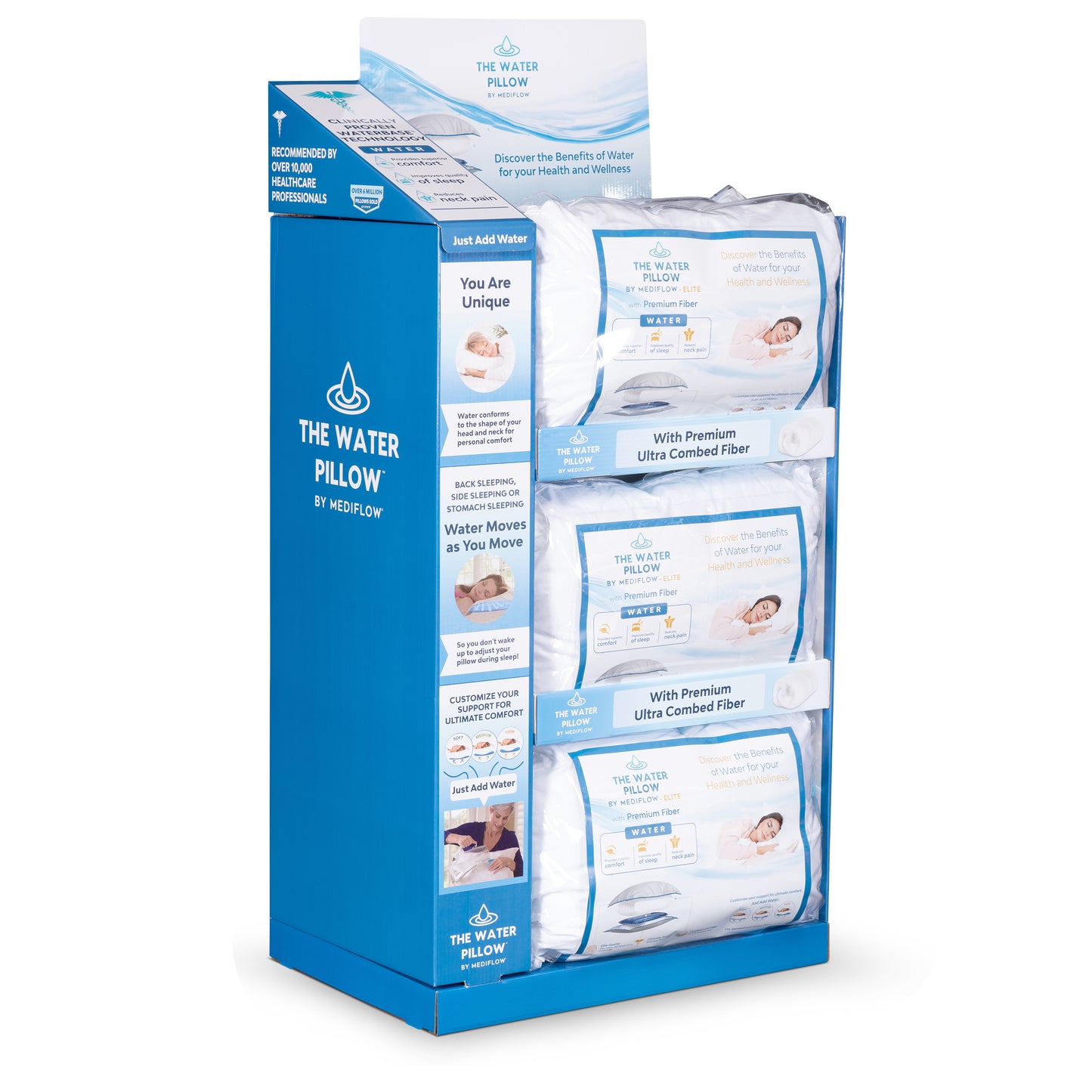 The Water Pillow by Mediflow -  Elite (Display Box w 12 Pack Fiber)