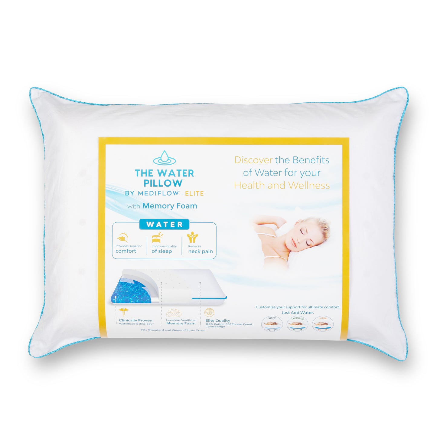 The Water Pillow by Mediflow -  Elite (12 Pack Memory Foam Display)