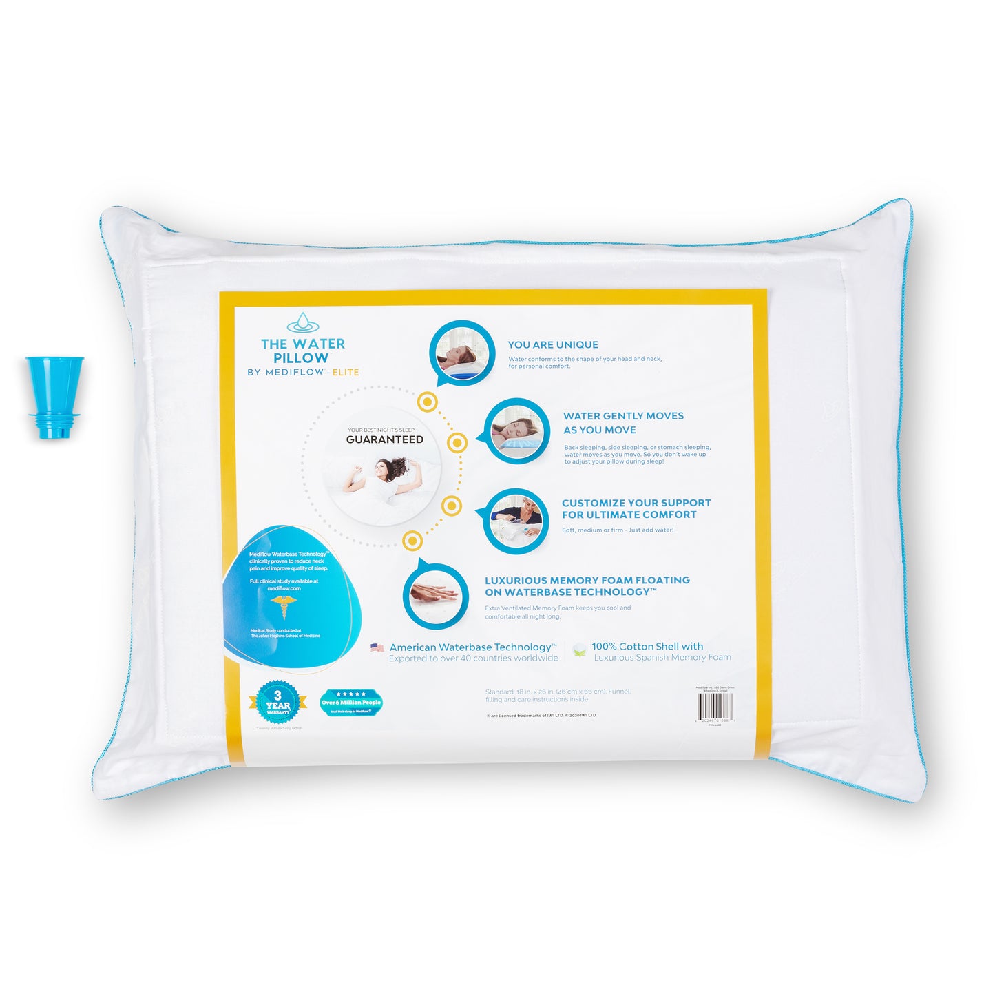 The Water Pillow by Mediflow -  Elite (12 Pack Memory Foam Display)